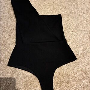 PLT Black One-Shoulder One-Piece Swimsuit